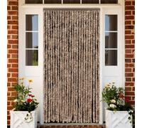 Ordellia Rideau anti-mouches beige et marron foncé 100 x 220 cm en chenille de rechange avec crochets pour filet de porte, balcon, terrasse, cuisine et chambre à coucher, protection contre les