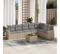 Ordellia Salon de Jardin modulable 8 pcs Beige en résine tressée avec Coussins, canapé Module extérieur terrasse Patio, Fauteuil Angle, Table Verre trempé, Rangement intégré