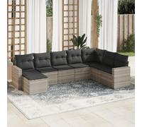 Ordellia Salon de Jardin modulable 8 pièces en résine tressée Gris Clair, canapé Module Jardin extérieur terrasse Patio avec Coussins, Fauteuil Angle, Pouf, Banquette Lounge et Rangement