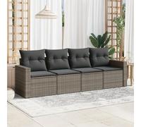 Ordellia Salon de Jardin résine tressée Grise 4 pcs avec Coussins, canapé Module extérieur pour terrasse Patio, Rangement sous Assise, Fauteuil Banquette d’Angle, détente
