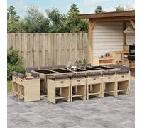 Ordellia Salon Ensemble mobilier de Jardin en résine tressée mélange Beige, Table Chaise avec Coussins Amovibles, encastrable 15 pcs pour Repas détente terrasse Balcon Patio véranda Piscine