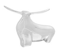 Ordellia Sculpture de taureau argentée en aluminium brillant avec incrustations décoratives pour salon, cheminée, rebord de fenêtre et entrée - Décoration artistique élégante et cadeau - 37 x 44 x 17