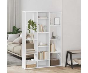 Ordellia Séparateur de pièce - Bibliothèque blanche - En bois - 100 x 24 x 140 cm - Avec 13 compartiments - Autonome - Pare-vue - Pour salon, chambre à coucher, bureau, bureau à domicile