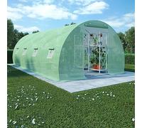Ordellia Serre 18 m² 600 x 300 x 200 cm, serre avec maille PE 140 g/m², tunnel en film d'acier galvanisé, 8 fenêtres, porte, pour maison de tomates, serre, culture dans le jardin