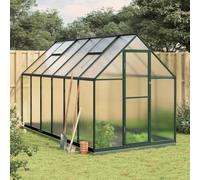 Ordellia Serre avec cadre de fondation verte en aluminium et polycarbonate 334 x 169 x 202 cm avec porte et fenêtre d'aération pour la culture des tomates, contre les intempéries et le gel
