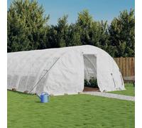 Ordellia Serre avec cadre en acier - Blanc - 12 x 5 x 2,3 m - 60 m² - Tunnel en film PE avec porte et 4 fenêtres en filet - Pour tomates, culture et protection contre les intempéries