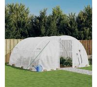 Ordellia Serre avec cadre en acier blanc 4 x 4 x 2 m 16 m² couverture en film PE, acier galvanisé, porte enroulable avec fermeture éclair, 4 fenêtres en filet pour la culture des légumes, tomates