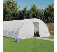Ordellia Serre avec cadre en acier blanc, 40 m², 8 x 5 x 2,3 m, tunnel en film PE, 4 fenêtres latérales, porte enroulable avec fermeture éclair, pour culture et protection contre l'hivernage