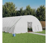 Ordellia Serre avec cadre en acier blanc, 60 m², 10 x 6 x 2,85 m, film PE 140 g/m², porte enroulable, 4 fenêtres en filet, pour maison à tomates, serre, culture, anti-gel, jardin, parterre, protection