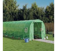 Ordellia Serre avec cadre en acier vert 16 m², 8 x 2 x 2 m, film PE 140 g/m², tunnel en film pour tomates, serre et maison de plantes, ventilation par porte et fenêtre, protection contre le gel dans