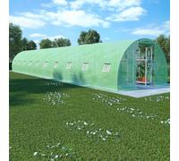 Ordellia Serre de 45 m², 15 x 3 x 2 m, serre avec maille PE de 140 g/m², tunnel en film avec cadre en acier galvanisé, 20 fenêtres, porte, ventilation, protection contre le gel pour légumes, herbes et