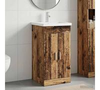 Ordellia Set Meuble Salle de Bain avec évier Bois d’ingénierie Bois Ancien 42 x 40 x 84,5 cm Armoire Rangement sous Vasque Portes à charnières accès Facile