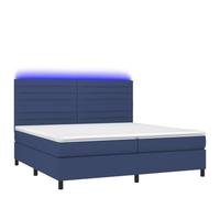Ordellia Sommier à Lattes 200x200 cm avec Matelas à Ressorts ensachés et LED Bleu, Cadre de lit en Tissu Respirant, tête de lit réglable, mobilier Chambre, Pack Complet Durable