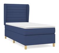 Ordellia Sommier à Lattes avec Matelas 100x200 cm Bleu en Tissu, Cadre de lit en Bois Massif, tête de lit réglable, literie Confortable pour Chambre à Coucher