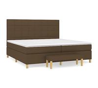 Ordellia Sommier à Lattes avec Matelas 200x200 cm Marron foncé Tissu Polyester lit Double Confortable Cadre de lit pour Chambre à Coucher avec Banc Multifonctionnel et tête de lit réglable