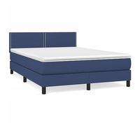 Ordellia Sommier à Lattes avec Matelas Bleu 140x190 cm en Tissu Respirant, Cadre de lit Robuste, tête de lit réglable, literie Confortable pour Chambre, Ensemble Complet avec surmatelas Doux