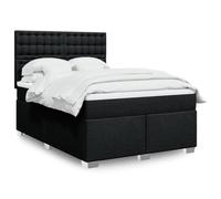 Ordellia Sommier à Lattes de lit 140x200 cm avec Matelas à Ressorts ensachés, Tissu Polyester Noir, tête de lit réglable, Bande LED intégrée pour Chambre, Cadre de lit Robuste et Confortable