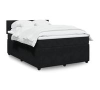 Ordellia Sommier à Lattes de lit 160x200 cm Noir en Velours avec Matelas à Ressorts ensachés et surmatelas Confortable Cadre de lit et tête de lit pour Chambre à Coucher