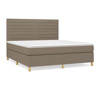Ordellia Sommier à Lattes de lit 180x200 cm avec Matelas Taupe en Tissu Respirant et surmatelas Mousse pour Chambre, Cadre de lit Robuste et tête de lit réglable pour Un Confort Optimal