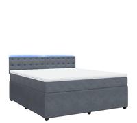 Ordellia Sommier à Lattes de lit 180x200cm avec Matelas Velours Gris foncé, Cadre de lit Solide en Bois, surmatelas Confortable et Bande LED pour Chambre, Nuit paisible et Ambiance personnalisée