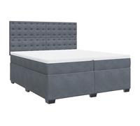 Ordellia Sommier à Lattes de lit 200x200cm avec Matelas à Ressorts ensachés et Velours Gris foncé, Cadre de lit Robuste, tête de lit Ajustable, surmatelas Confortable pour Chambre à Coucher