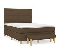 Ordellia Sommier à Lattes de lit avec Matelas 140x190 cm Marron foncé, Cadre de lit en Tissu Durable, tête de lit réglable, Banc Multifonctionnel pour Chambre à Coucher Confortable