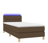 Ordellia Sommier à Lattes de lit avec Matelas à Ressorts ensachés, Tissu Marron foncé 80x200 cm, tête de lit réglable, Bande LED 55 cm, Cadre de lit Durable pour Chambre à Coucher