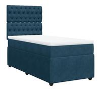Ordellia Sommier à Lattes de lit avec Matelas Bleu foncé 100x200 cm, Cadre de lit en Velours, tête de lit réglable, surmatelas Confortable, literie pour Chambre à Coucher
