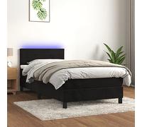 Ordellia Sommier à Lattes de lit avec Matelas et LED Noir Velours 100x200 cm Cadre de lit Plateforme pour Chambre mobilier Confortable Durable