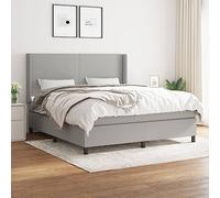 Ordellia Sommier à Lattes de lit avec Matelas et surmatelas Gris Clair 180x200cm Tissu Polyester Cadre en Bois mélèze Massif tête de lit réglable Chambre Confort Durable