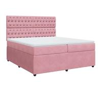 Ordellia Sommier à Lattes de lit avec Matelas et surmatelas Rose 200x200 cm Velours Cadre de lit Plateforme pour Chambre Confortable