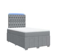 Ordellia Sommier à Lattes de lit avec Matelas Gris Clair 120x190 cm Tissu Polyester et surmatelas Mousse, Cadre de lit Solide avec tête de lit réglable, éclairage LED Ambiance