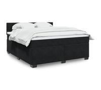 Ordellia Sommier à Lattes de lit avec Matelas Noir 180x200 cm Velours Cadre de lit Plateforme Meuble Chambre Ensemble Complet 1 lit 1 Matelas 1 surmatelas Soutien Optimal Nuit réparatrice