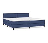 Ordellia Sommier à Lattes de lit Bleu 200x200 cm avec Matelas à Ressorts ensachés, Cadre de lit en Tissu Durable, tête de lit réglable, surmatelas Moelleux pour Chambre à Coucher Confortable