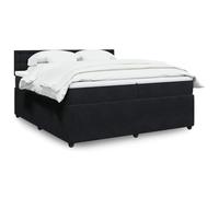 Ordellia Sommier à Lattes de lit et Matelas Noir 200x200 cm Velours avec surmatelas, Cadre de lit Robuste en Bois, tête de lit Confortable pour Chambre à Coucher