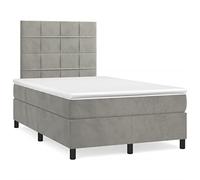 Ordellia Sommier à Lattes de lit Gris Clair 120x190cm Velours avec Matelas à Ressorts ensachés et surmatelas Mousse pour Chambre Confortable et Cadre Durable