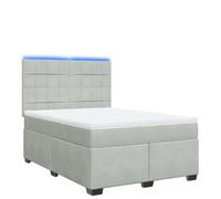 Ordellia Sommier à Lattes de lit Gris Clair 160x200 cm en Velours avec Matelas à Ressorts ensachés, surmatelas, tête de lit réglable, éclairage LED et Cadre de lit pour Chambre Confortable