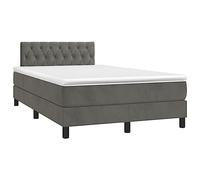 Ordellia Sommier à Lattes de lit Gris foncé 120x190cm Velours avec Matelas à Ressorts ensachés, tête de lit réglable et surmatelas Mousse pour Chambre Confortable
