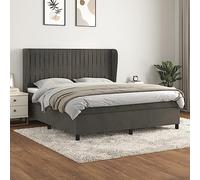Ordellia Sommier à Lattes de lit Gris foncé 160x200cm Velours avec Matelas à Ressorts ensachés et surmatelas pour Chambre Confortable et Meuble Durable