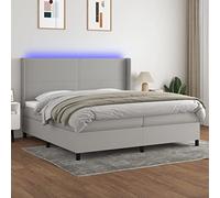 Ordellia Sommier à Lattes de lit Matelas LED Gris Clair 200x200 cm Tissu Polyester avec Matelas Ressorts ensachés surmatelas Mousse et Bande LED pour Chambre Confortable
