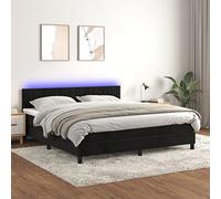 Ordellia Sommier à Lattes de lit Noir 160x200 cm avec Matelas à Ressorts ensachés, surmatelas Doux, tête de lit réglable et Bande LED pour Chambre Confortable