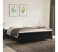 Ordellia Sommier à Lattes de lit Noir en Velours 200x200 cm avec Matelas à Ressorts ensachés, Cadre de lit en Bois d'ingénierie, surmatelas Moelleux, mobilier de Chambre Confortable
