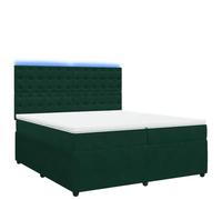 Ordellia Sommier à Lattes de lit Vert foncé 200x200cm en Velours avec Matelas à Ressorts ensachés, surmatelas Confortable, tête de lit réglable et éclairage LED pour Chambre