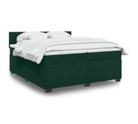Ordellia Sommier à Lattes de lit Vert foncé en Velours 200x200cm avec Matelas à Ressorts ensachés, surmatelas Confortable, Cadre de lit Robuste et tête de lit réglable pour Chambre à Coucher