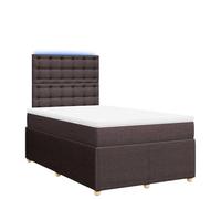 Ordellia Sommier à Lattes lit 120x190cm Marron foncé Tissu Polyester Matelas Ressorts ensachés surmatelas Mousse Bande LED Chambre Confort Durable