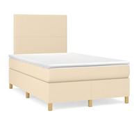 Ordellia Sommier à Lattes tapissier crème 120x190 cm avec Matelas Ressorts ensachés, surmatelas Mousse, Bande LED intégrée, Tissu Polyester Durable pour Chambre à Coucher Confortable