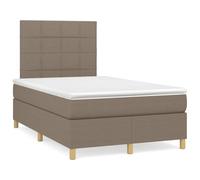 Ordellia Sommier à Lattes tapissier Taupe 120x190 cm avec Matelas Ressorts ensachés, surmatelas Mousse, tête de lit réglable et Bande LED pour Chambre Confortable