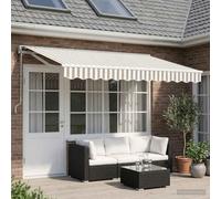 Ordellia Store auvent banne rétractable électrique Gris Clair et Blanc 4 x 3 m, Toile Protection Ombre Pluie Vent, Usage terrasse Balcon Jardin Patio, Cadre Aluminium et Acier