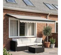 Ordellia Store auvent banne rétractable Gris Clair et Blanc 300 x 250 cm, Toile Aluminium, Manuel, Brise Vue pour terrasse, Balcon, Jardin, Protection Ombre Pluie Vent, extérieur