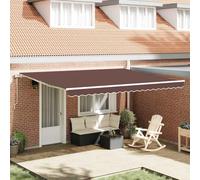 Ordellia Store auvent rétractable Automatique Marron 450 x 300 cm, Aluminium Enduit de Poudre, Toile Polyester PU, télécommande, Ombre pour terrasse Balcon Jardin Patio, Protection Pluie Vent
